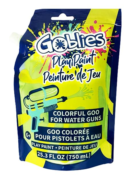Goblies Play Paint is a colorful goo specially designed to be squirted out of water guns and water blasters. . Goblies play paint